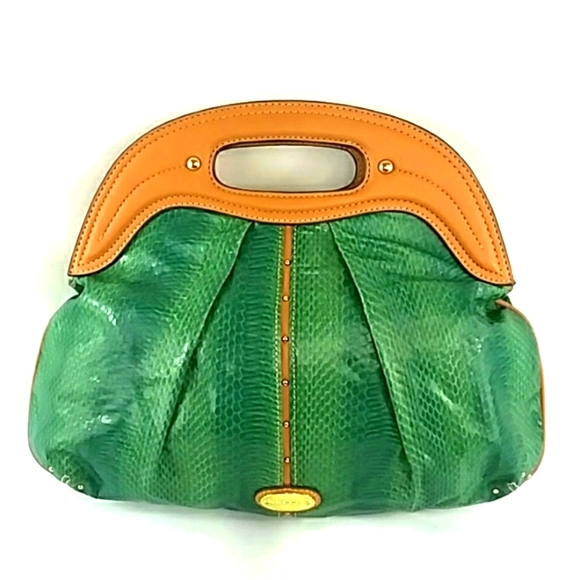 NINE WEST SOFT MUTED GREEN PYTHON SATCHEL BAG MEDIUM - Picture 3 of 10